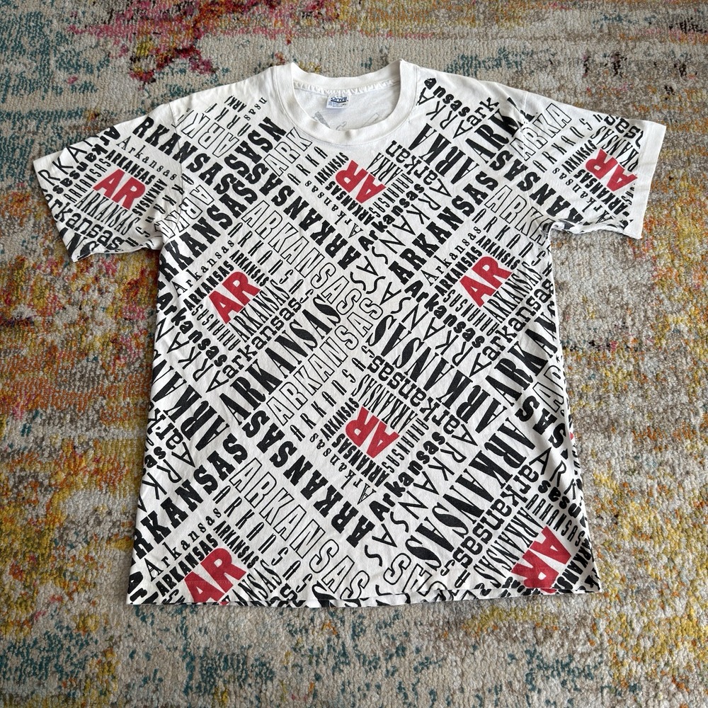 Vintage 90s Arkansas State All Over Print T Shirt Mens XL‎ Anvil Made in USA
